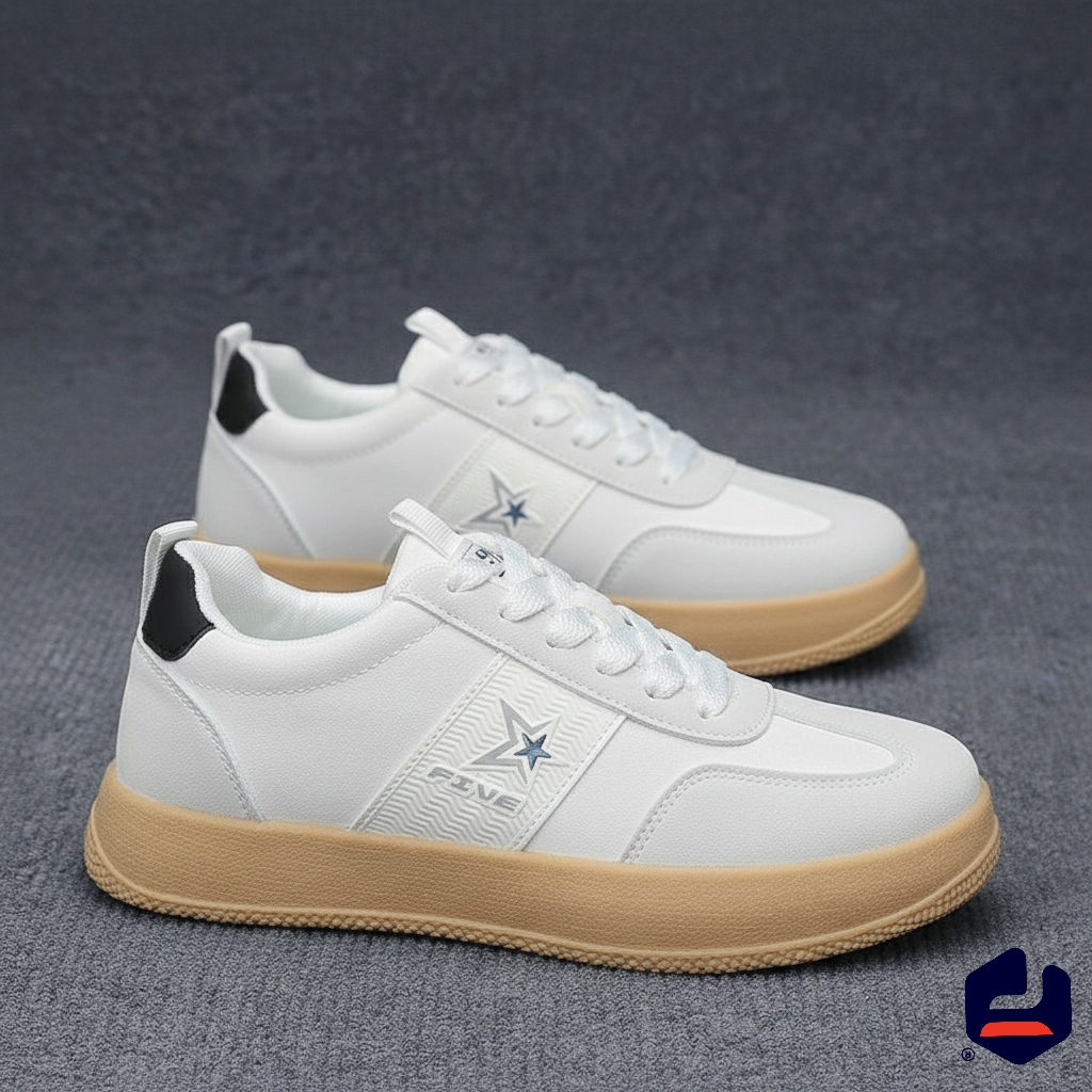 Picture of Men’s White Sneakers with Gum Sole | Stylish Juta Shoes for Men - White