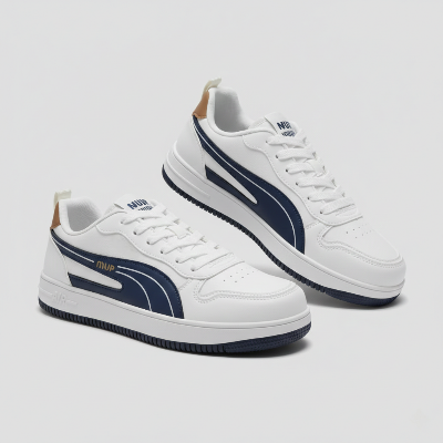 Picture of MUP White Navy Sneakers for Men | Casual Shoes for Men | Comfortable Juta | Trendy Men Shoes Sneakers - White