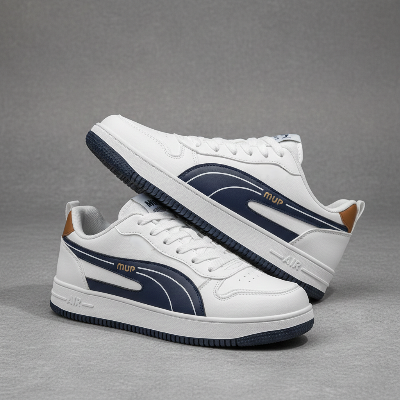 Picture of MUP White Navy Sneakers for Men | Casual Shoes for Men | Comfortable Juta | Trendy Men Shoes Sneakers - White