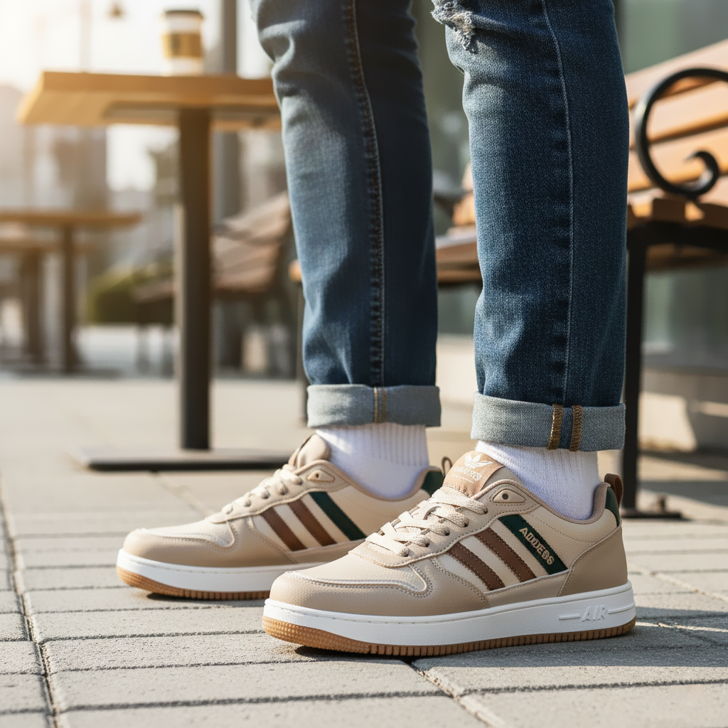 Picture of Premium Beige Green Sneakers for Men | Casual Shoes for Men | Stylish Juta | Comfortable Men Shoes Sneakers - Beige