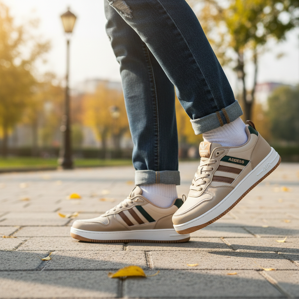 Picture of Premium Beige Green Sneakers for Men | Casual Shoes for Men | Stylish Juta | Comfortable Men Shoes Sneakers - Beige