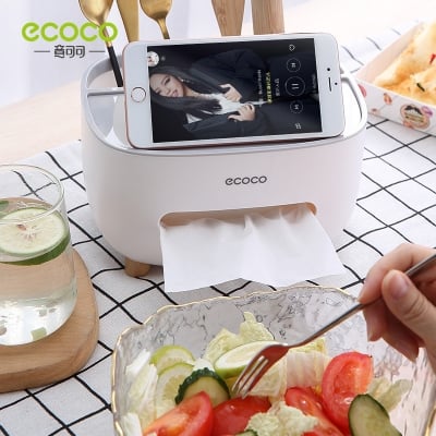 Picture of Multi-Function Tissue Box Organizer | Desk Storage Box with Drawer | Home & Office Organizer