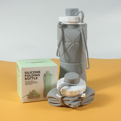 Picture of Silicone Foldable Water Bottle For Traveling And Outdoor Sports, Summer Essentials (Grey)