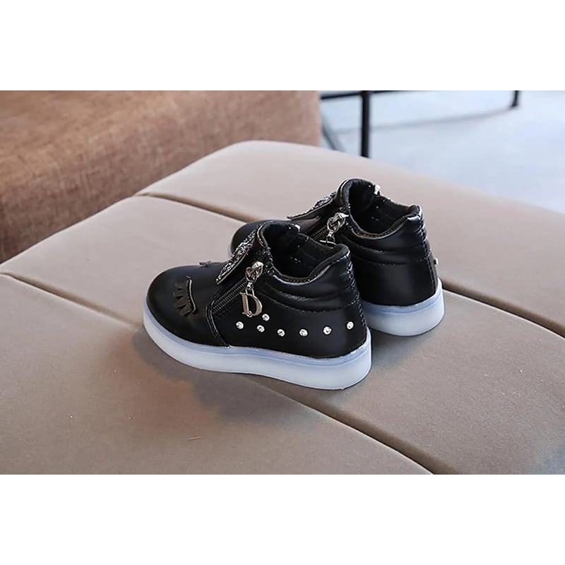 Picture of Kids Baby Infant Girls Crystal Bowknot LED Luminous Boots Sport Shoes Sneakers
