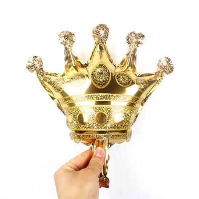 Picture of Mini Crown Balloons Gold Foil Crown Balloon for Birthday Wedding Party Baby Shower Decorations - Gold