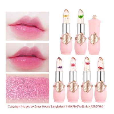Picture of Crystal Jelly Flower Lipstick Set,6 Pcs Flower Jelly Color Changing Lipstick Temperature Color Change Lip Balm Long Lasting Nutritious Moisturizer Lipstick PH Jelly Clear Lip Balm