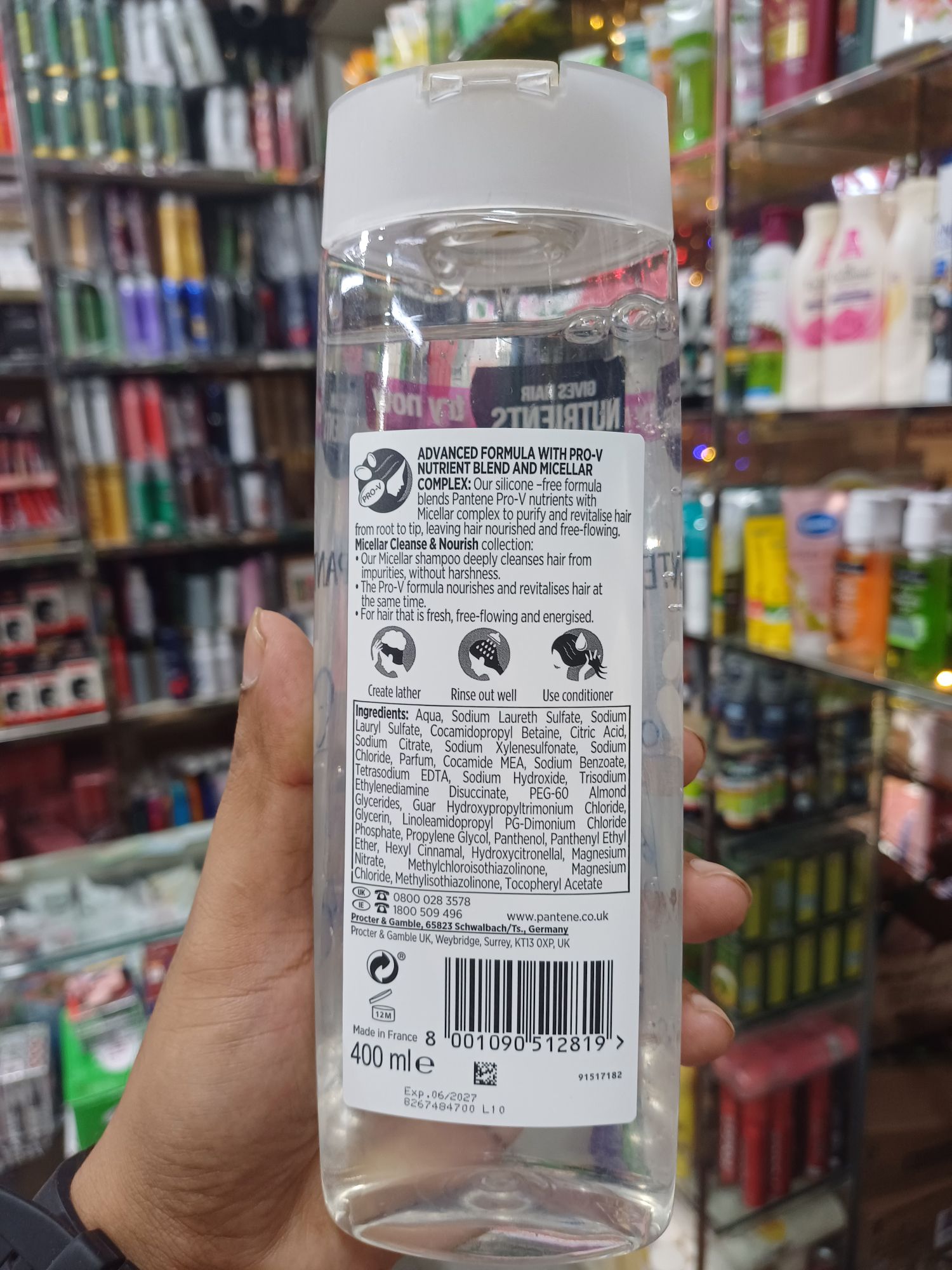 Picture of International France product Hair care Pantene micellar Shampoo used for male/ female - 400 ml