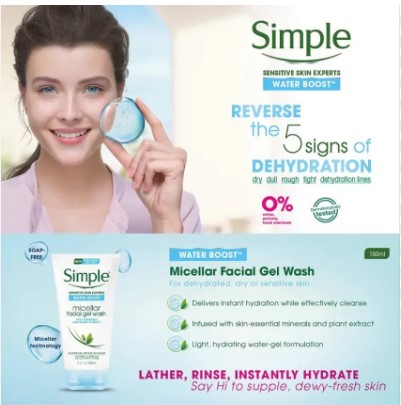 Picture of International UK product Simple micellar facial gel wash used for male/ female - 150 ml e