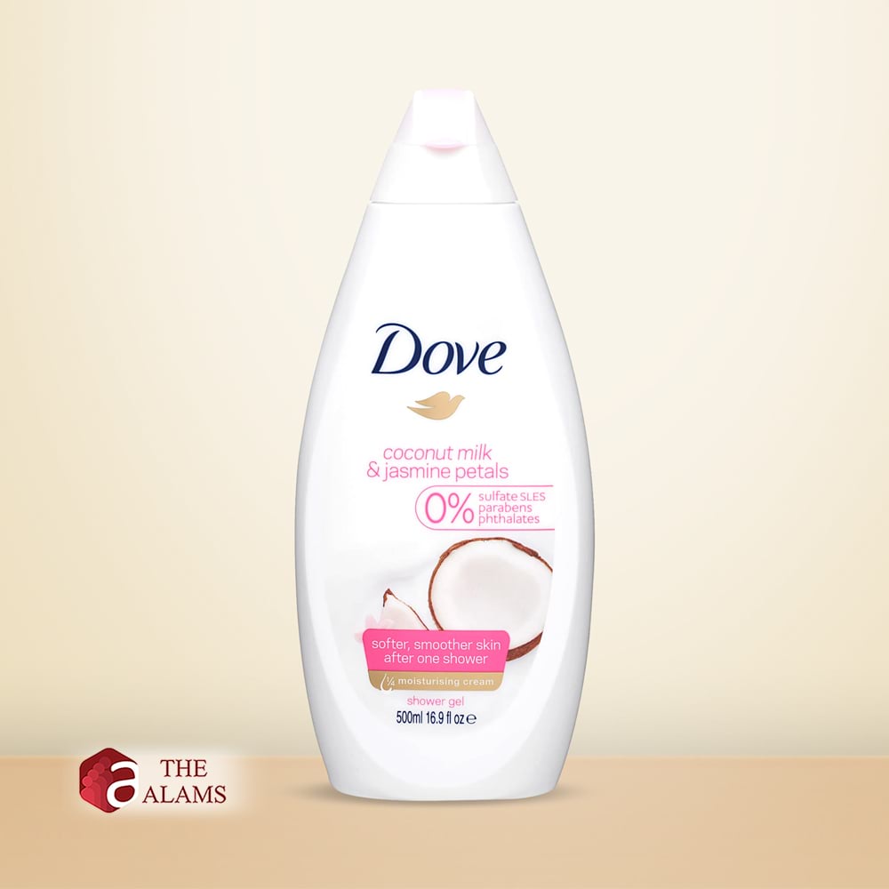 Picture of International NETHERLANDS product Dove Coconut Milk & Jasmine shower gel body wash used for male/ female - 500 ml