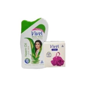 Picture of Indian product Body wash vivel Neem Oil + aloe vera Shower gel Used for male/female - 200 ml + Free Loofah