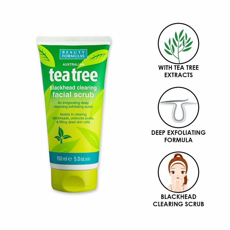 Picture of International UK product Beauty Formulas Tea Tree Exfoliating Facial wash used for male/female - 150 ml