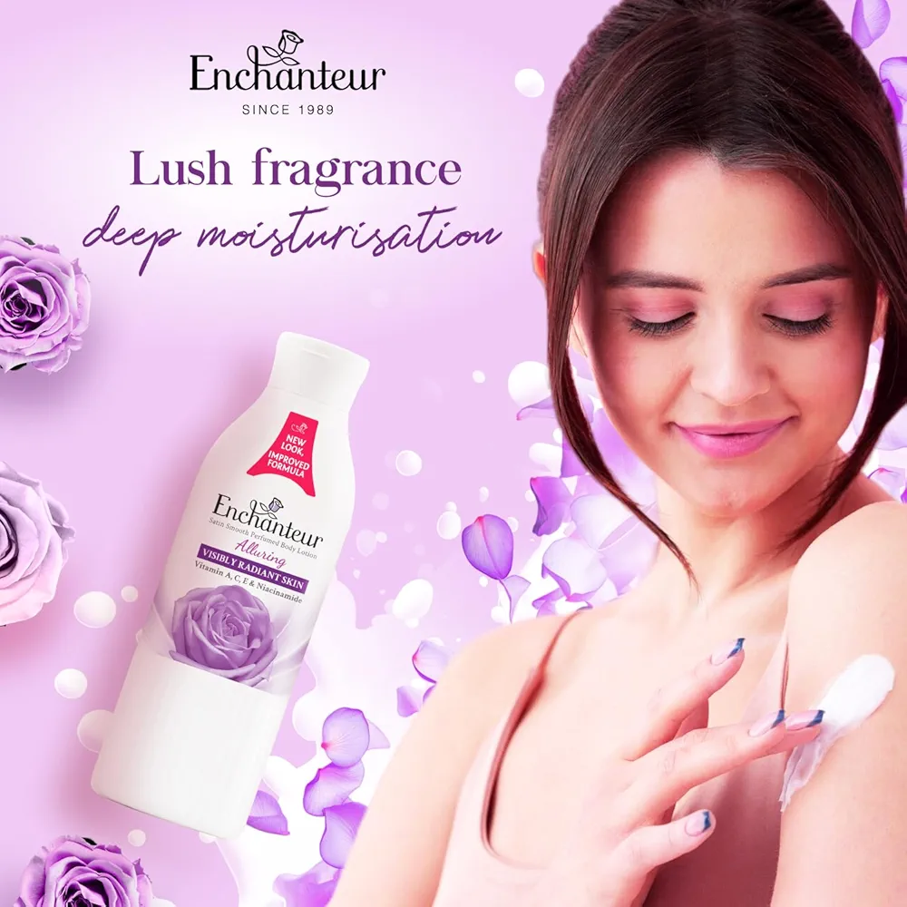 Picture of International Malaysian Product Enchanteur Perfume body lotion Alluring Satin smooth Aloe vera & Olive butter For used male /female 250 Ml