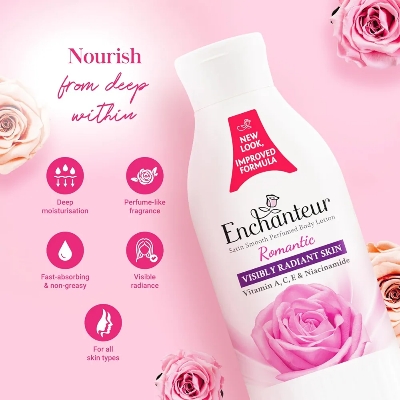 Picture of International Malaysian product Enchanteur Perfume Body lotion Romantic Satin Smooth Aloe vera & Olive butter for used male /male 250 Ml