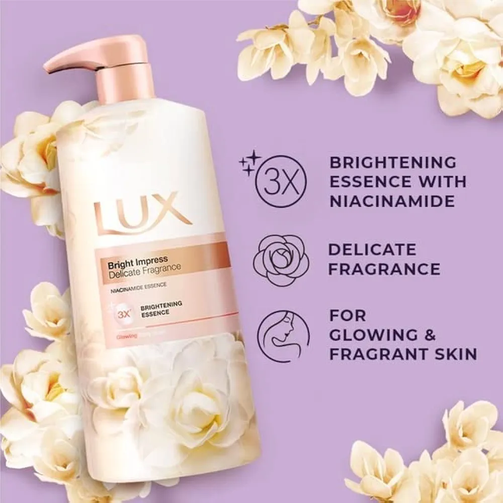 Picture of International Thailand product Lux Bright Camellia Delicate Fragrance Brightening Essence Body wash For used male/female 500 Ml