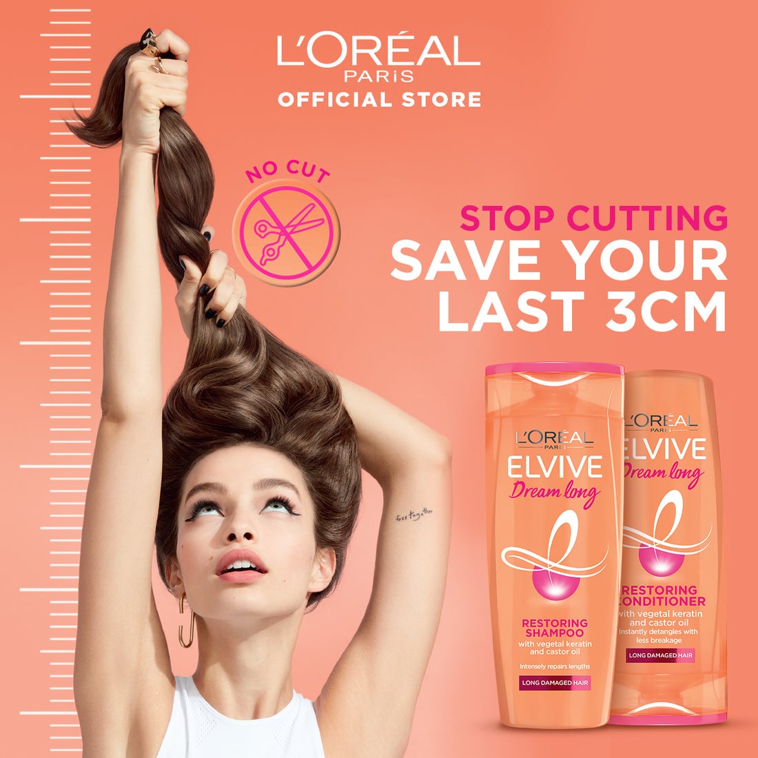 Picture of International Egypt Product hair Care Loreal Paris Elvive Dream Long Restoring Conditioner For Long Damage Hair Used For Male /Female -360Ml