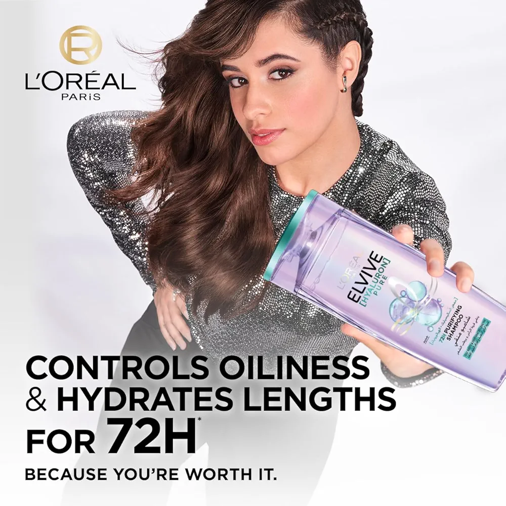Picture of International Egypt Product Hare Care Loreal Elvive Hayaluron Pure 72hours Purifying Shampoo Used For Male /Female -400 Ml