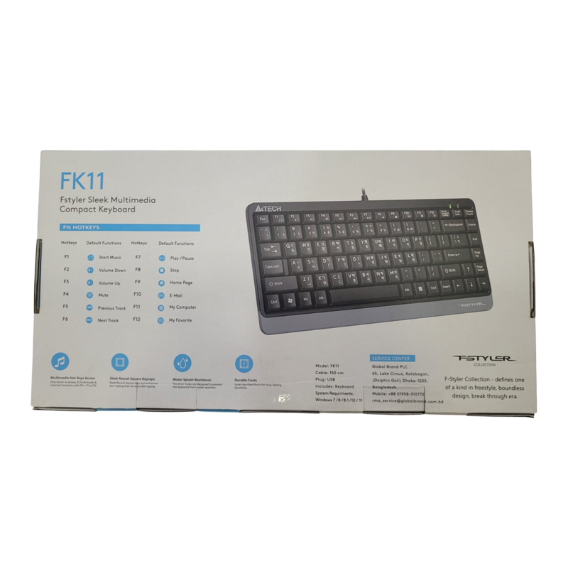 Picture of A4TECH FK11 USB Mini Keyboard With Bangla Black