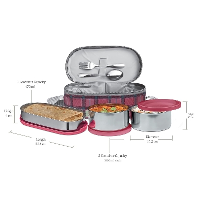 Picture of MILTON Corporate Lunch Stainless Steel Containers Set of 3, Multi colour