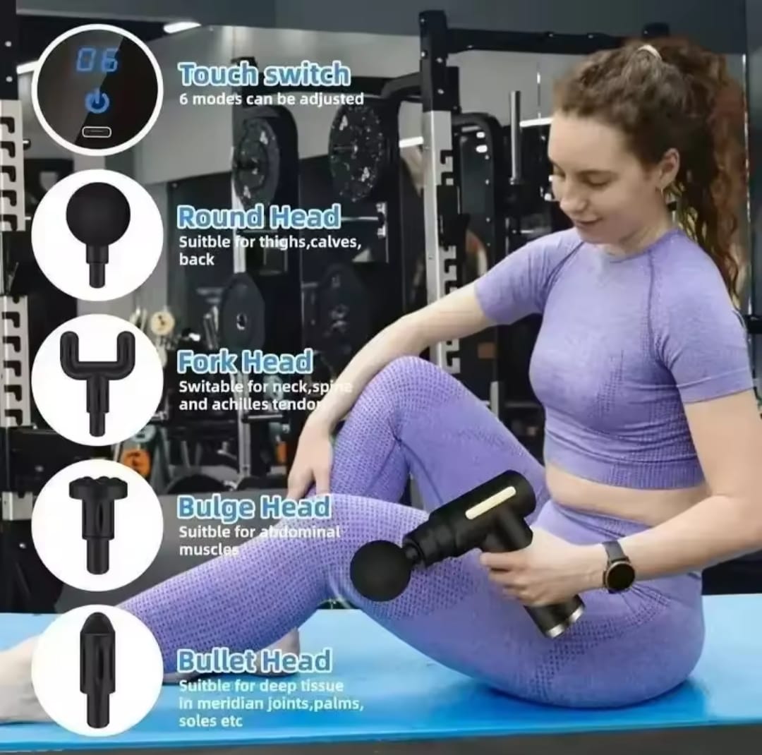 Picture of SL-720 Mini Deep Tissue Therapy Massager Gun – 6 Speed Levels, 4 Interchangeable Heads, Quiet & Portable Muscle Relaxation Tool