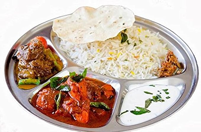 Picture of Divided Plate 4 Section - Round 4 Compartment Stainless Steel Plate