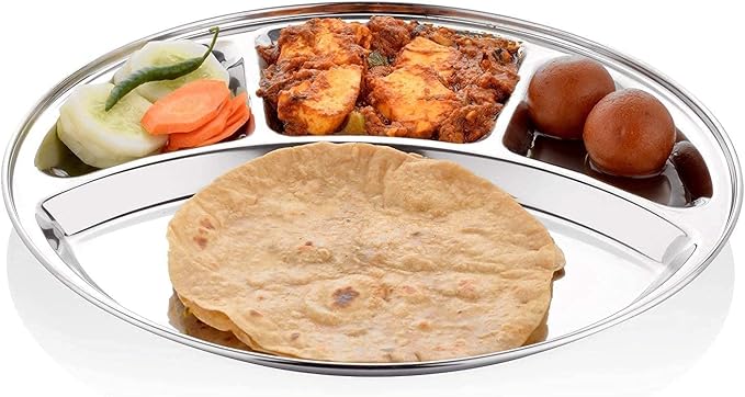 Picture of Divided Plate 4 Section - Round 4 Compartment Stainless Steel Plate