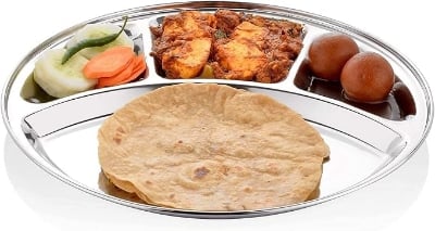 Picture of Divided Plate 4 Section - Round 4 Compartment Stainless Steel Plate