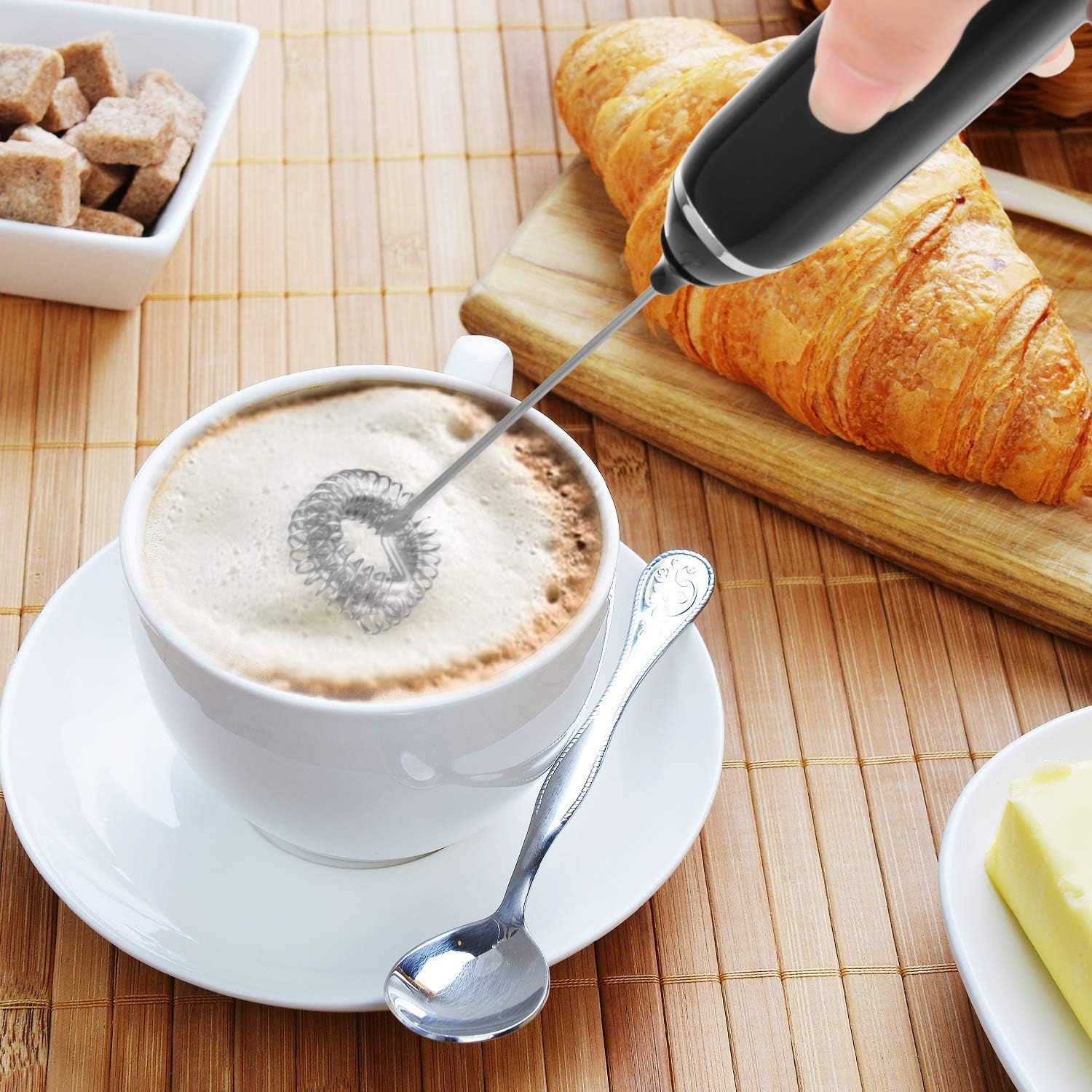 Picture of 2-in-1 Multifunctional Milk Frother Electric Double Milk Bubbler Frother Coffee Beater Egg Mixer with Three Speeds Strength Adjustment for Coffee Beating Eggs (with USB)