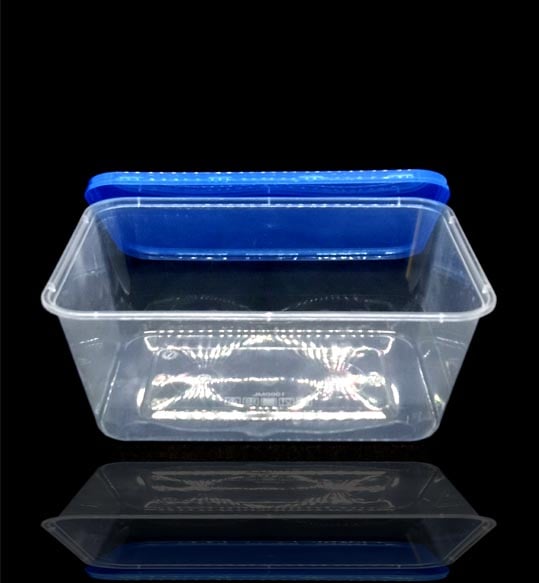Picture of Premium Transparent Plastic Cream Roll Box with Blue Lid 50 pcs
