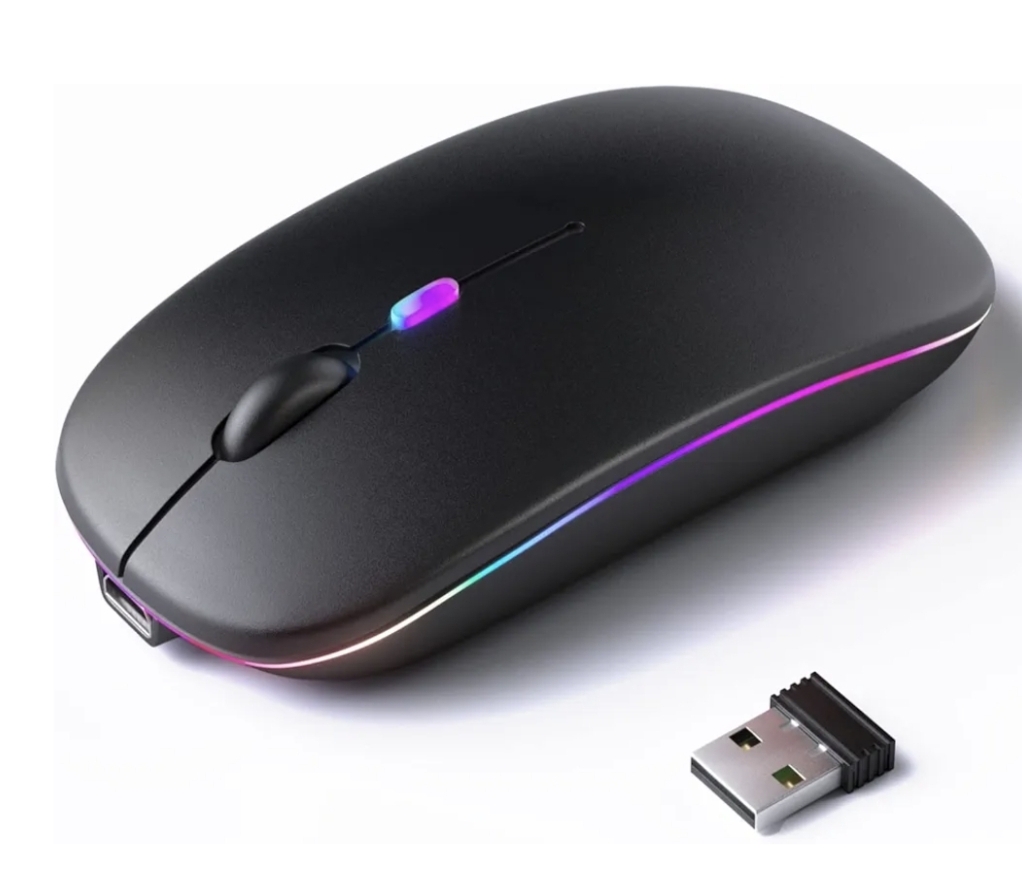 Picture of RGB Duel Channel Mouse Bluetooth Wireless Mouse High Quality Material For Smartphone Computer Laptop Tablet Pc Smart Tv & All Smart Device Black & White Colour - Matte Black