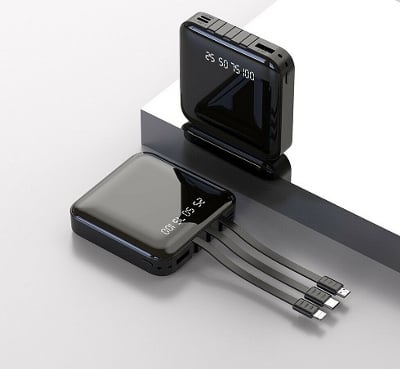 Picture of Power Bank 20000mAh Built-in Connectors for Apple iPhone/iPad, USB, Mini USB and USB-C Ports - Black