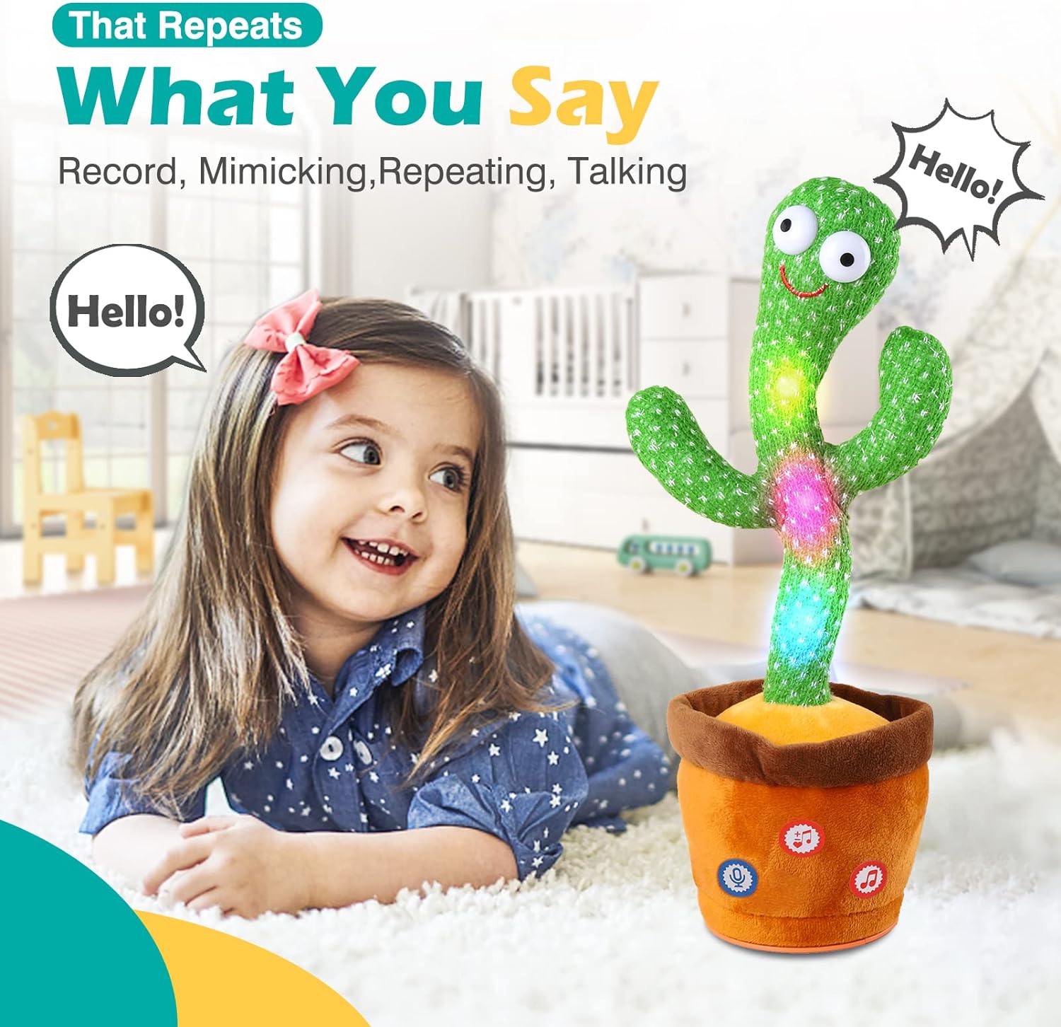 Picture of Electric Dancing, recoding, talking Cactus Toys for Baby Including 120 Songs - Green