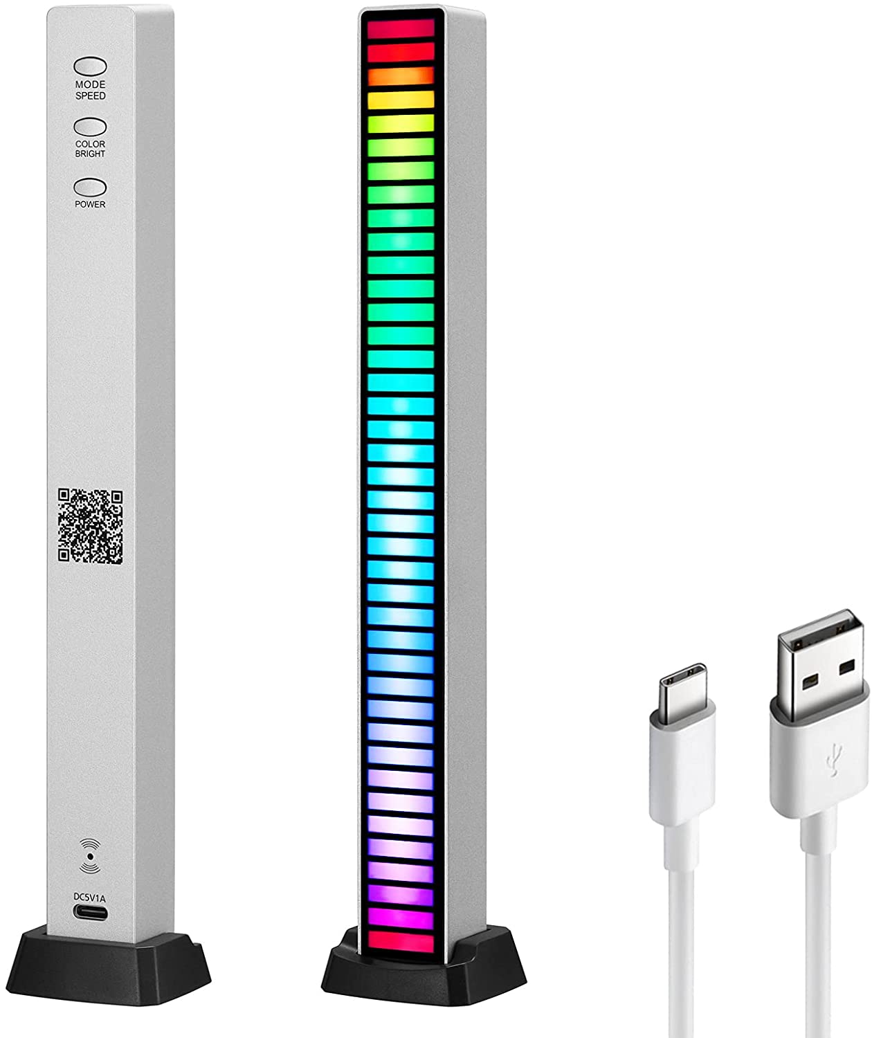 Picture of App Control / Geepact RGB Pickup Light Car Mounted Music Spectrum Light Voice Control 3D Rhythm Light Car Ambience Light Net Red Light Creative Music Spectrum Rhythm Lamp