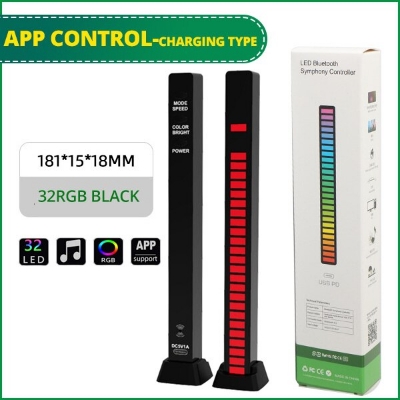 Picture of App Control / Geepact RGB Pickup Light Car Mounted Music Spectrum Light Voice Control 3D Rhythm Light Car Ambience Light Net Red Light Creative Music Spectrum Rhythm Lamp