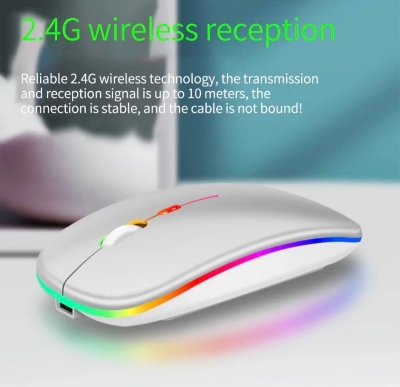 Picture of Rechargable Wireless Bluetooth Mouse For Smartphone, Laptop & Computer Black & White Any-1 - Matte Black