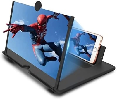 Picture of 3D Glass Magnifier Mobile Screen 8.5 Inch, Foldable HD Display Amplifier with Adjustable Angle and Silicone Stand - Multi