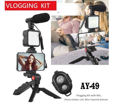 Picture of AY-49 remote control Video Kits Microphone LED Fill Light Mini Tripod - Black