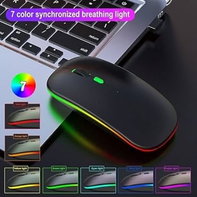 Picture of Rechargeable Wireless Rgb Waterproof Optical Mouse For Pc And Laptop Gamer Dual Model 2.4Ghz Mouse - Versatile And Waterproof Wireless Gaming Mouse - Black