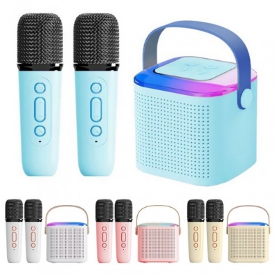 Picture of (DUEL MIC) Professional wireless microphone RGB Colorful Light Singing Karaoke Speaker Bluetooth-Compatible 5.3 Support 3.5mm Earphone