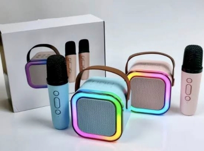 Picture of K12 Speaker Machine Bluetooth-Compatible Wireless Karaoke Mic Speaker Multi-Compatibility Modes, RGB Lights | Party POP Bluetooth Speaker with Mic, Koroke Mike- 1 pis - Multicolor