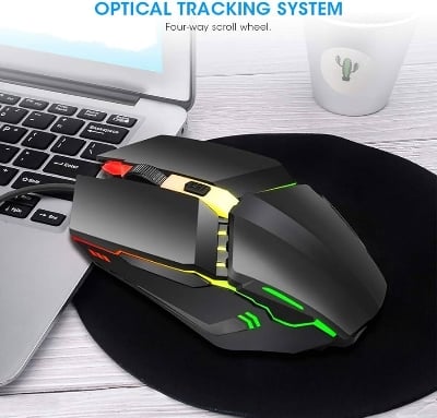 Picture of ENTWINO X3 Gaming Mouse, RGB Lights, DPI Button, 7 Colors Light Wired Optical Gaming Mouse