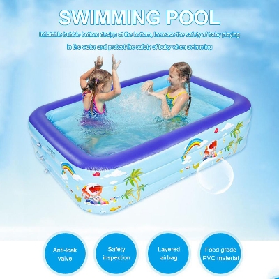 Picture of 180cm Large Size Inflatable Swimming Pool For Kids Swimming Pool For Family Inflatable Pool Wiht FREE Manual Air Pump - Lake Blue