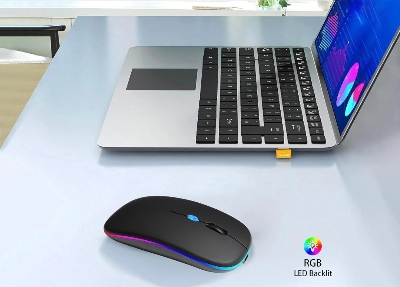 Picture of Rechargable Wireless Bluetooth Mouse For Smartphone, Laptop & Computer Black - Black