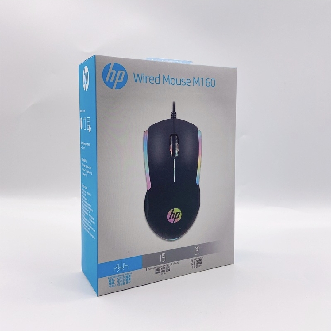 Picture of M160 7 Colour Optical Wired Mouse RGB Colourful Mouse Fast Responsive High Quality Mouse For Computer Laptop & Smartphone - Black