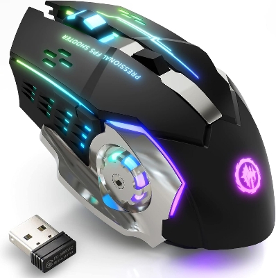 Picture of RECHARGABLE Wireless Gaming Mouse RGB For IOS Android Mac & Computer Laptop - Black