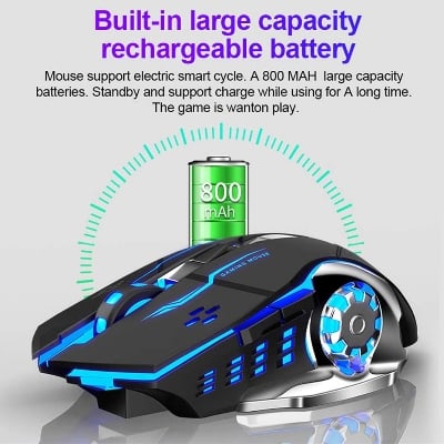 Picture of RECHARGABLE Wireless Gaming Mouse RGB For IOS Android Mac & Computer Laptop - Black