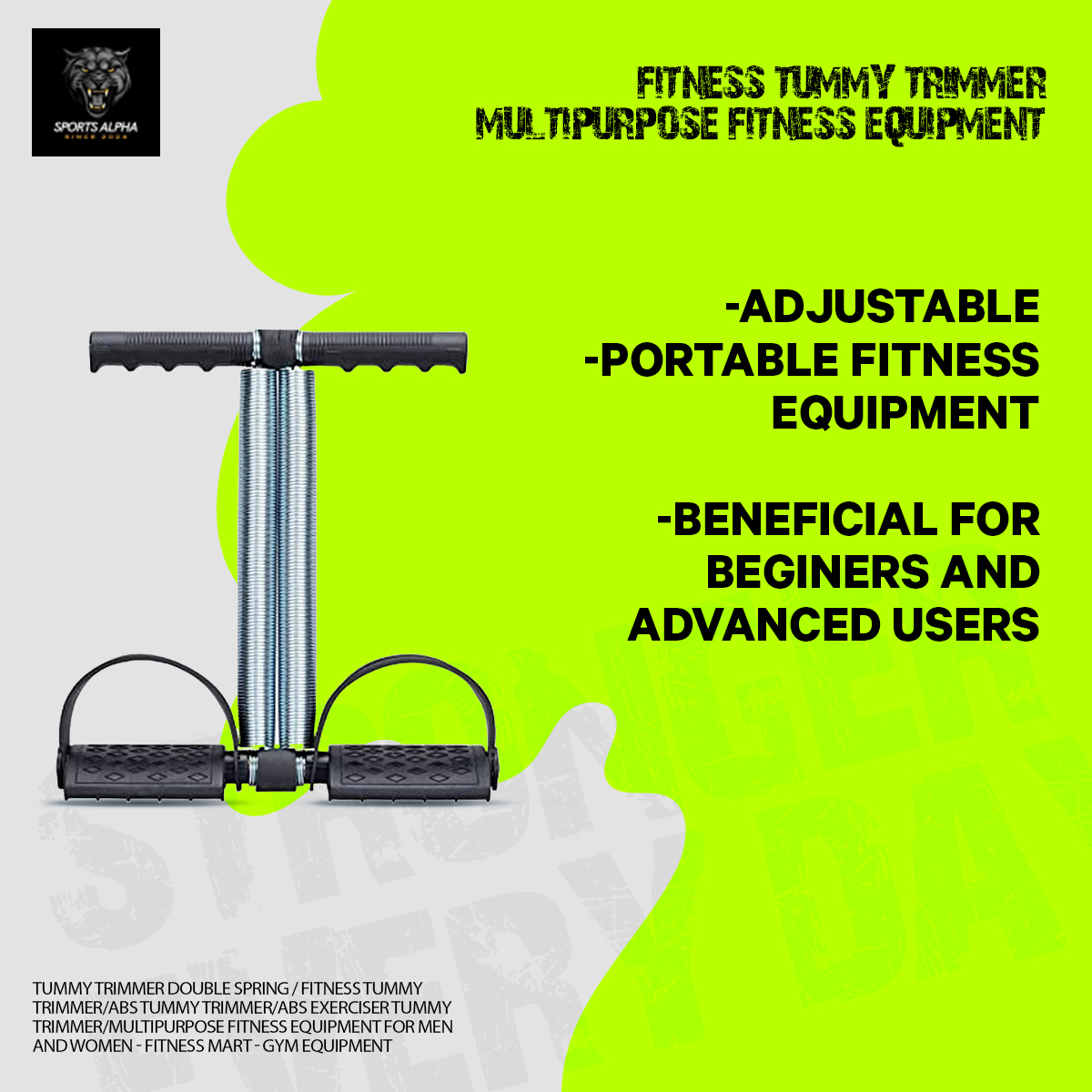 Picture of Tummy Trimmer | Double Spring Resistance | Black | Flatten Belly and Tone Muscles | Full Body Workout Equipment | Sports Alpha Black
