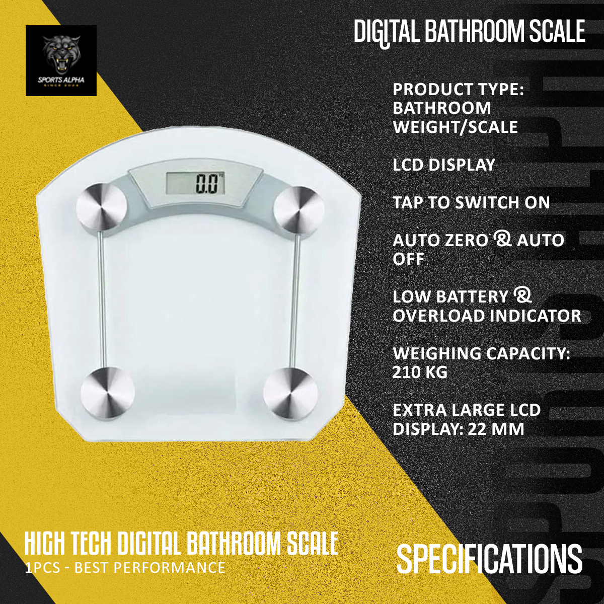 Picture of High Tech Digital Bathroom Weight/Scale - 1pcs - Best Performance - Sports Alpha Neutral