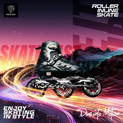 Picture of Inline Skating Shoes |  Professional |  Tian E |  3 Wheel Skate Shoes | 110mm Wheels | High Quality & Popular | Sports Alpha Black