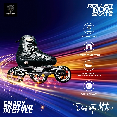 Picture of Inline Skating Shoes |  Professional |  Tian E |  3 Wheel Skate Shoes | 110mm Wheels | High Quality & Popular | Sports Alpha Black