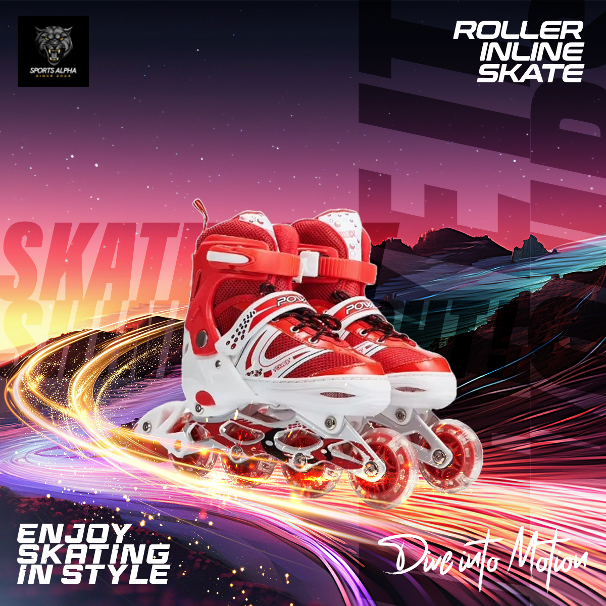 Picture of Roller Inline Skating Shoes - Multicolor - 1 Pair - Size (39-42) - High Quality - Sports Alpha Multicolor